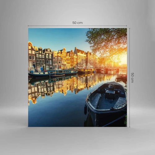 Obraz na skle - Ráno v Amsterdamu - 50x50 cm