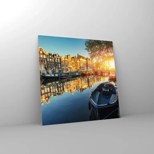 Obraz na skle - Ráno v Amsterdamu - 50x50 cm