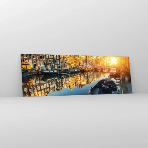 Obraz na skle - Ráno v Amsterdamu - 90x30 cm