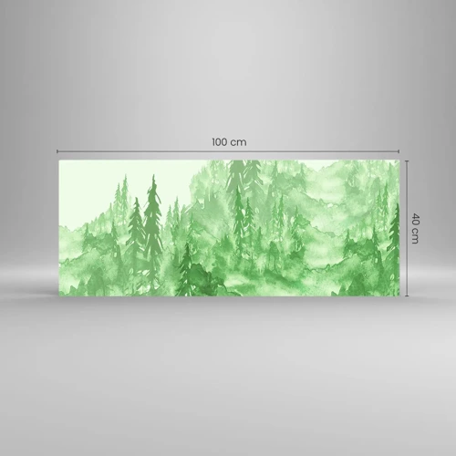 Obraz na skle - Rozmazaný zelenou mlhou - 100x40 cm