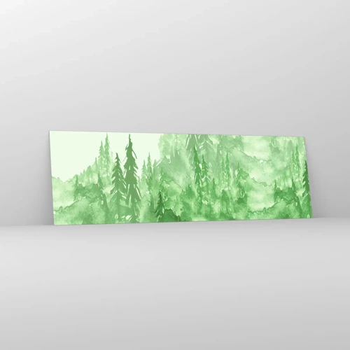 Obraz na skle - Rozmazaný zelenou mlhou - 160x50 cm