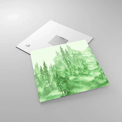 Obraz na skle - Rozmazaný zelenou mlhou - 30x30 cm