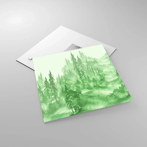 Obraz na skle - Rozmazaný zelenou mlhou - 40x40 cm
