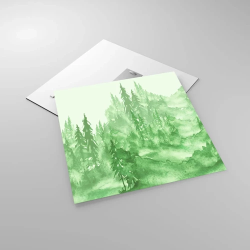 Obraz na skle - Rozmazaný zelenou mlhou - 50x50 cm