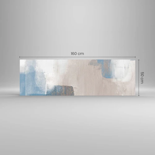 Obraz na skle - Růžová abstrakce za modrým závojem - 160x50 cm