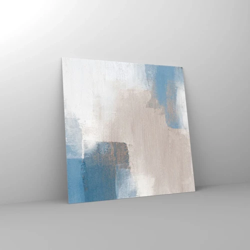 Obraz na skle - Růžová abstrakce za modrým závojem - 30x30 cm