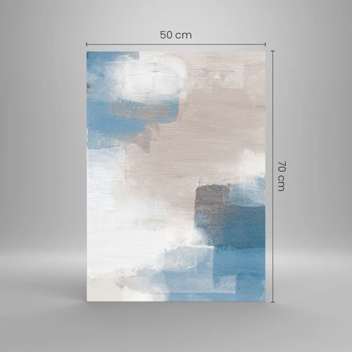 Obraz na skle - Růžová abstrakce za modrým závojem - 50x70 cm
