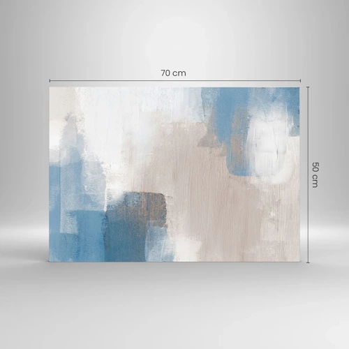 Obraz na skle - Růžová abstrakce za modrým závojem - 70x50 cm