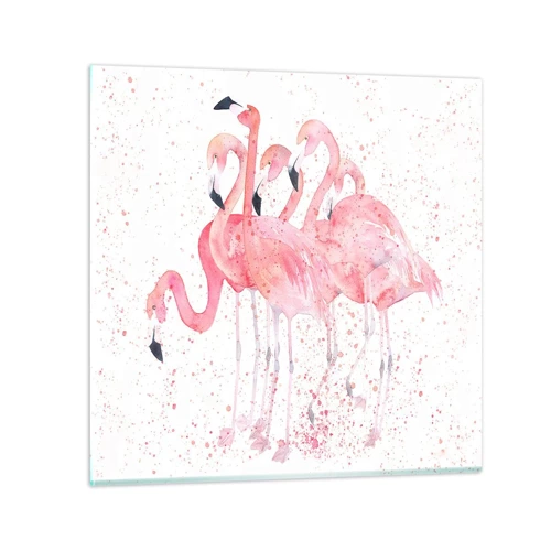 Obraz na skle - Růžový ansámbl - 70x70 cm