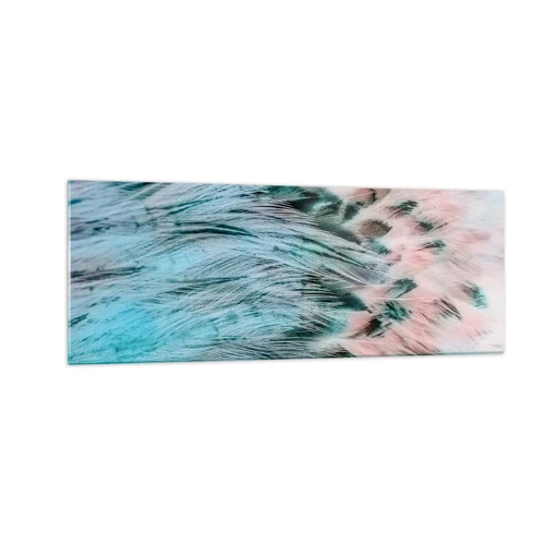 Obraz na skle - Safírově růžové chmýří - 140x50 cm