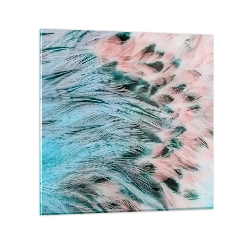Obraz na skle - Safírově růžové chmýří - 50x50 cm