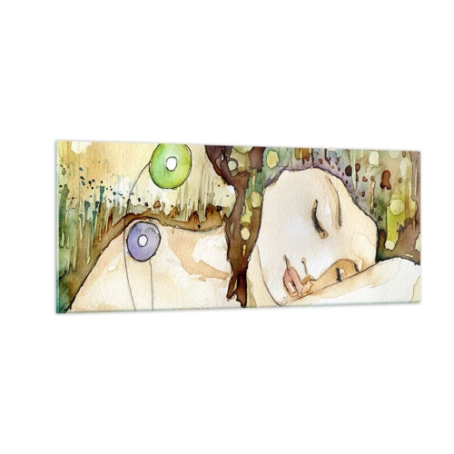 Obraz na skle - Smaragdově-fialový sen - 100x40 cm