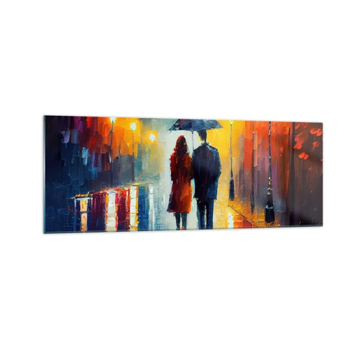 Obraz na skle - Spolu – barevná noc - 140x50 cm