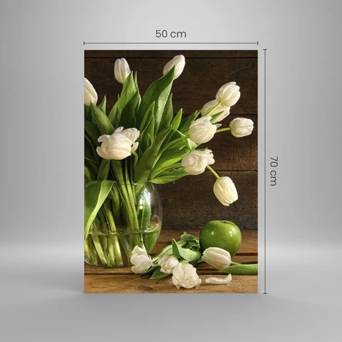 Obraz na skle - Šťavnaté a čerstvé v zelené a bílé - 50x70 cm