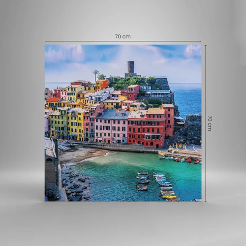 Obraz na skle - Středomořské kouzelné městečko - 70x70 cm