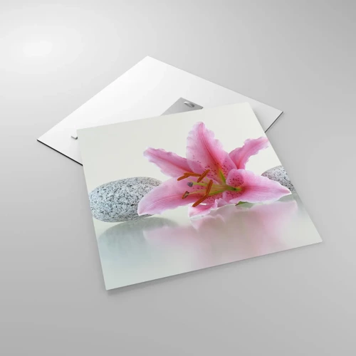Obraz na skle - Studie v růžové, šedé a bílé - 50x50 cm