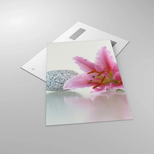 Obraz na skle - Studie v růžové, šedé a bílé - 70x100 cm