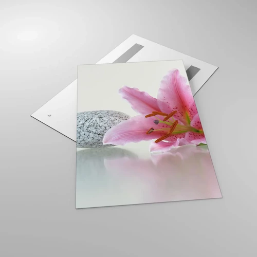 Obraz na skle - Studie v růžové, šedé a bílé - 80x120 cm