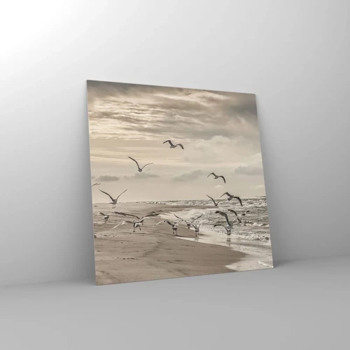 Obraz na skle - Šumění moře, zpěv ptáků - 30x30 cm