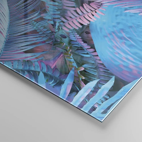 Obraz na skle - Tropy v růžové a modré - 50x50 cm