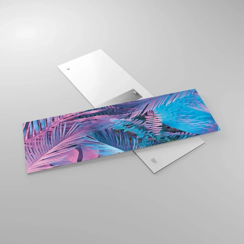 Obraz na skle - Tropy v růžové a modré - 90x30 cm