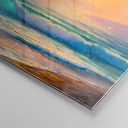 Obraz na skle - Tyrkysová píseň vln - 100x40 cm