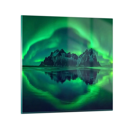 Obraz na skle - V náručí polární záře - 30x30 cm