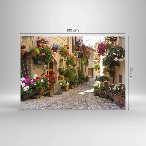 Obraz na skle - V záplavě květin - 100x70 cm