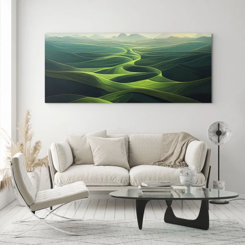 Obraz na skle - V zelených údolích - 140x50 cm