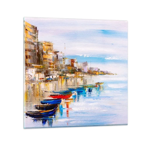 Obraz na skle - Vícebarevný městský přístav - 60x60 cm