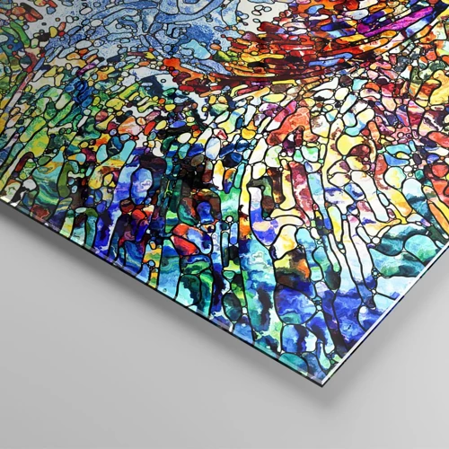 Obraz na skle - Vitráž s kapkami - 140x50 cm