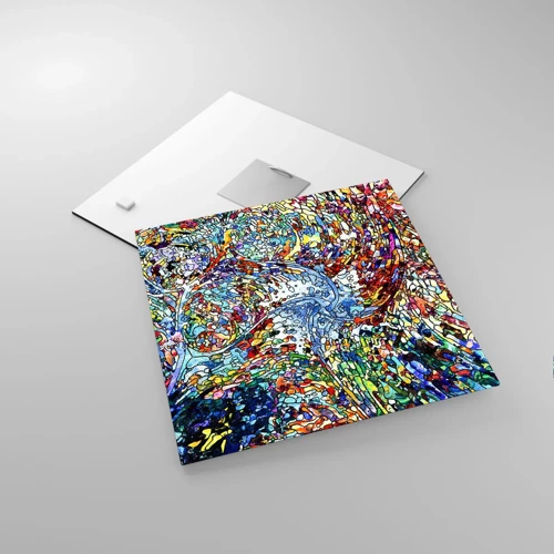 Obraz na skle - Vitráž s kapkami - 30x30 cm