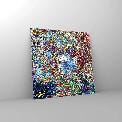 Obraz na skle - Vitráž s kapkami - 40x40 cm