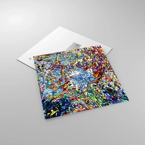 Obraz na skle - Vitráž s kapkami - 60x60 cm