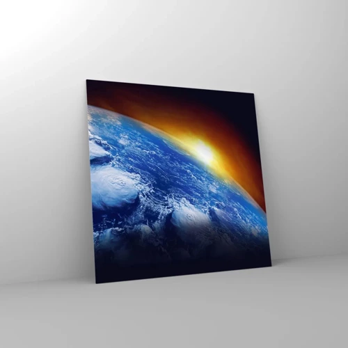 Obraz na skle - Východ slunce nad modrou planetou - 70x70 cm