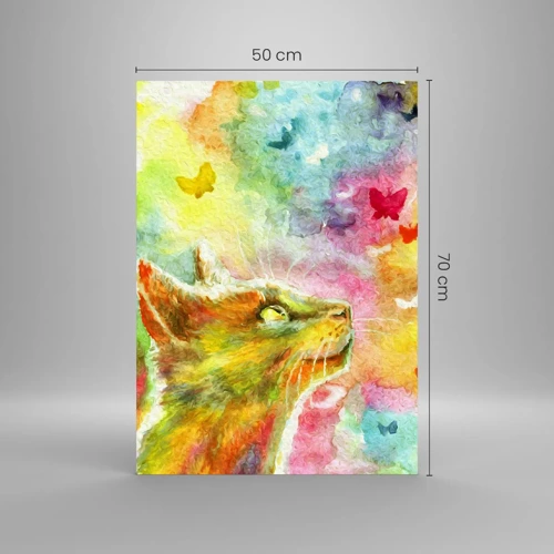 Obraz na skle - Vymýšlí nesmysly v kočičím ráji - 50x70 cm