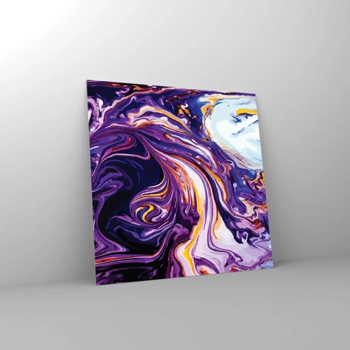 Obraz na skle - Záhyb prostoru ve fialové - 70x70 cm