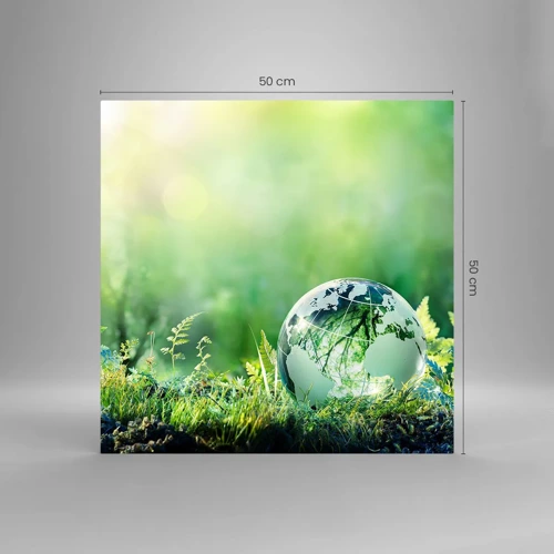 Obraz na skle - Zelená planeta - 50x50 cm