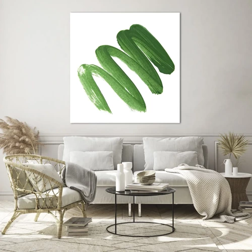 Obraz na skle - Zelený žert - 30x30 cm