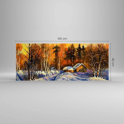 Obraz na skle - Zimní imprese v slunci - 100x40 cm