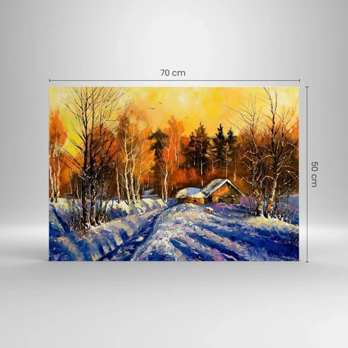 Obraz na skle - Zimní imprese v slunci - 70x50 cm
