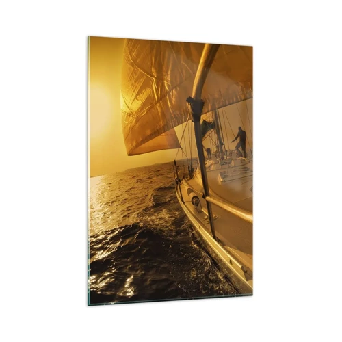 Obraz na skle - Zlatý večer po vícebarevném dni - 80x120 cm