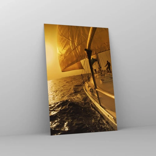 Obraz na skle - Zlatý večer po vícebarevném dni - 80x120 cm