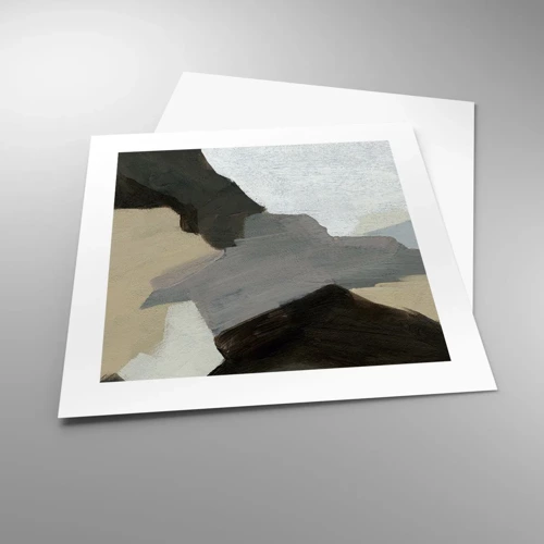 Plakát - Abstrakce: křižovatka šedi - 40x40 cm