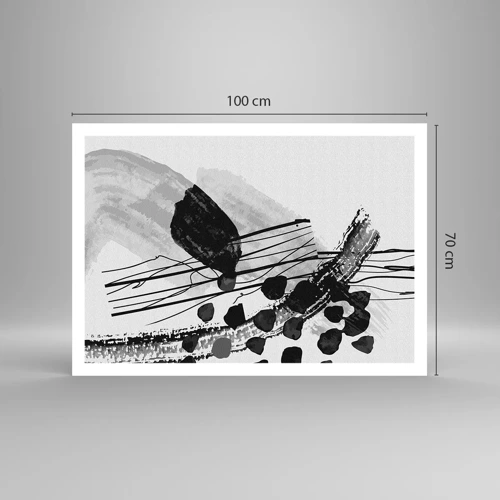 Plakát - Černobílá organická abstrakce - 100x70 cm