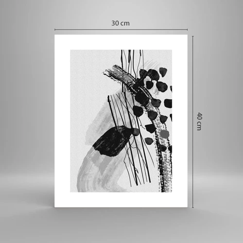Plakát - Černobílá organická abstrakce - 30x40 cm