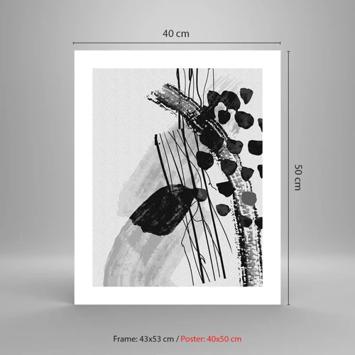 Plakát - Černobílá organická abstrakce - 40x50 cm