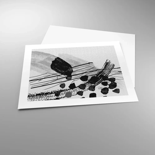 Plakát - Černobílá organická abstrakce - 50x40 cm