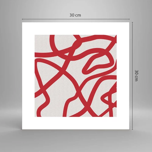 Plakát - Červené na bílém - 30x30 cm