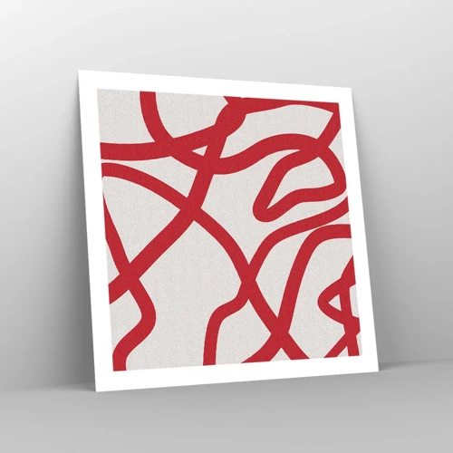 Plakát - Červené na bílém - 60x60 cm